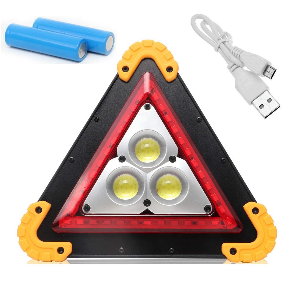 Lanterna de avertizare cu 3 LED-uri COB, tip triunghi, 5 faze iluminare
