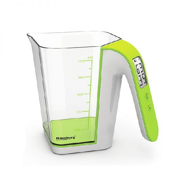 Cana gradata cu cantar Hausberg HB-6014, LCD, Alb/Verde