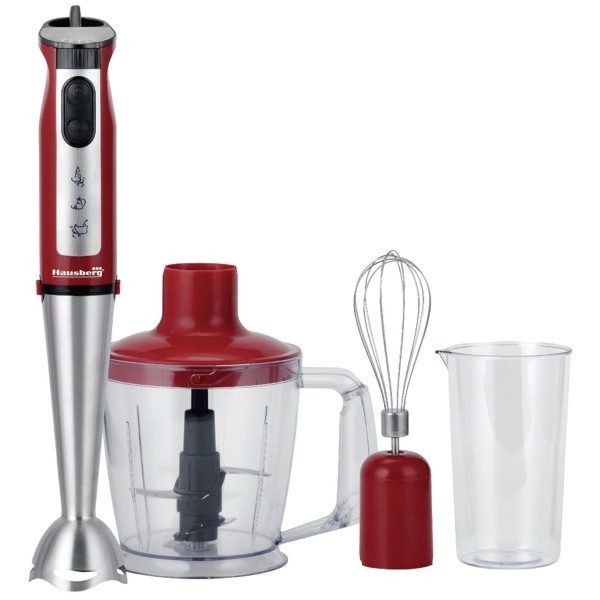 Blender de mana profesional 4 in 1, Hausberg HB7700R, Putere 100W, 2 Viteze