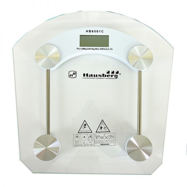 Cantar corporal Hausberg HB-6001C, Capacitate 150 kg, LCD, platforma sticla