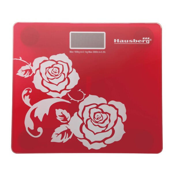 Cantar digital Hausberg HB-6003, Capacitate 150 kg, LCD, Rosu