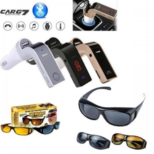 Car kit bluetooth carg7 + set 2 perechi ochelari zi si noapte