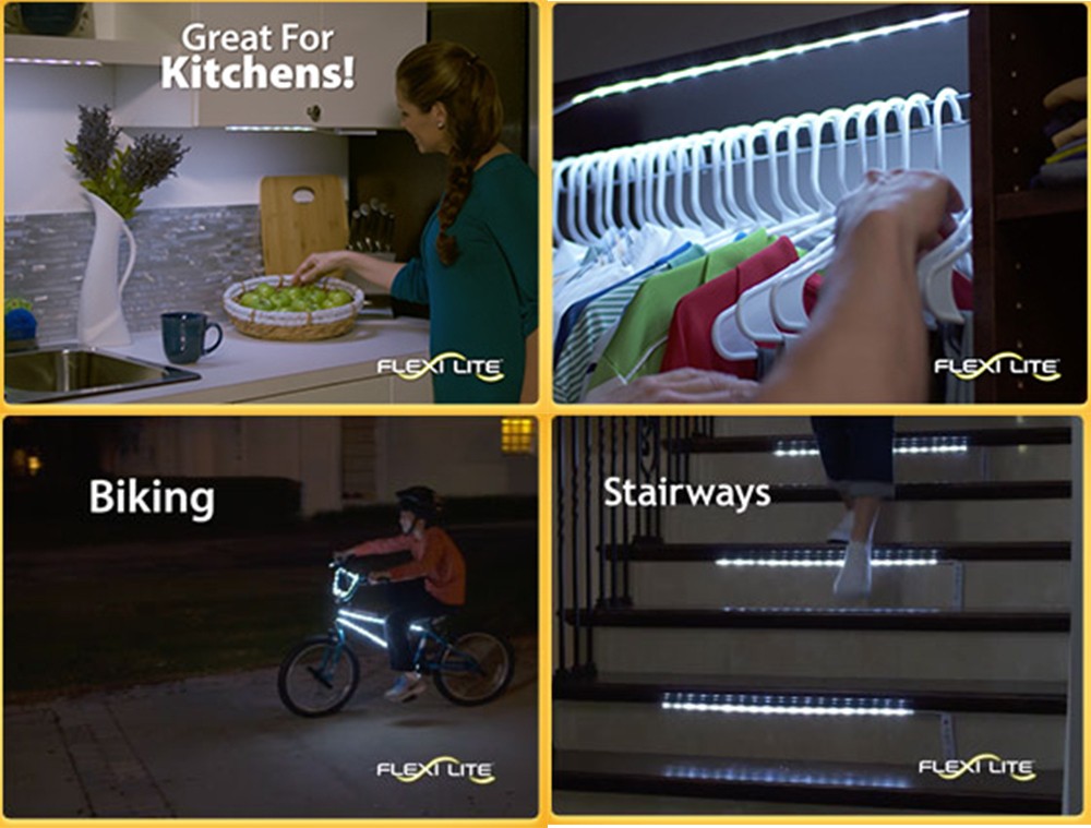 Set 2 benzi LED ultra subtiri autoadezive Stick N Click Flexi Lites