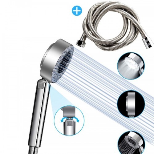 Cap de duș cu doua fete care are functie de Economisire a apei + Functia de Spa, dispenser sampon, sau sapun lichid + Cadou: Furtun de dus 2 m