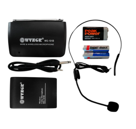 Microfon wireless cu lavaliera WG-101B, 30 m, LED, Mod FM
