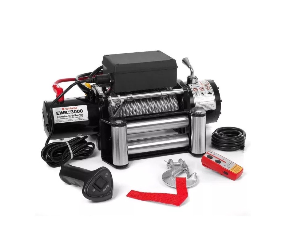 Troliu electric auto performant pentru tractari, Jeep offroad 4x4 cu telecomanda