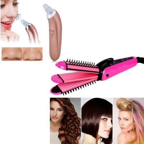 Aparat pentru curatarea tenului in profunzime + Cadou: 3 in 1 Placa de indreptat parul, placa de creponat si ondulator Nova