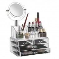 Organizator cosmetice cu oglinda si 4 sertare, acril