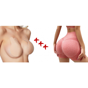 Pachet promotional !! Colanti scurti modelatori + Sutien invizibil cu efect push-up